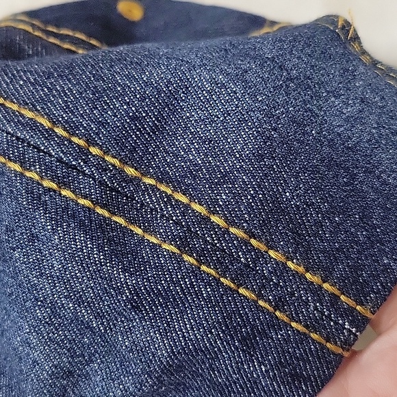 Fluer de Lis Dark Blue Denim Distressed Ladies Baseball Hat - Picture 4 of 7